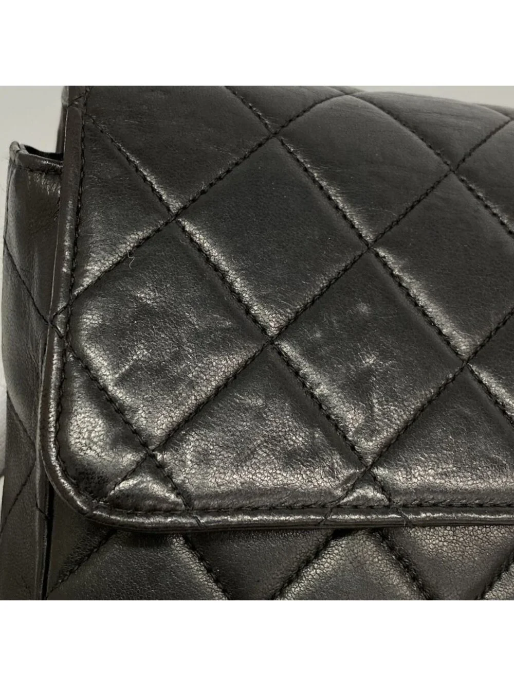 Chanel Shoulder Bag Quilted Double Face Lambskin Black Gold